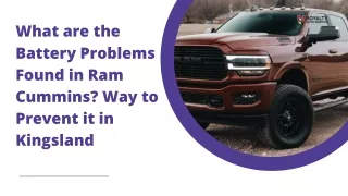 What are the Battery Problems Found in Ram Cummins Way to Prevent it in Kingsland