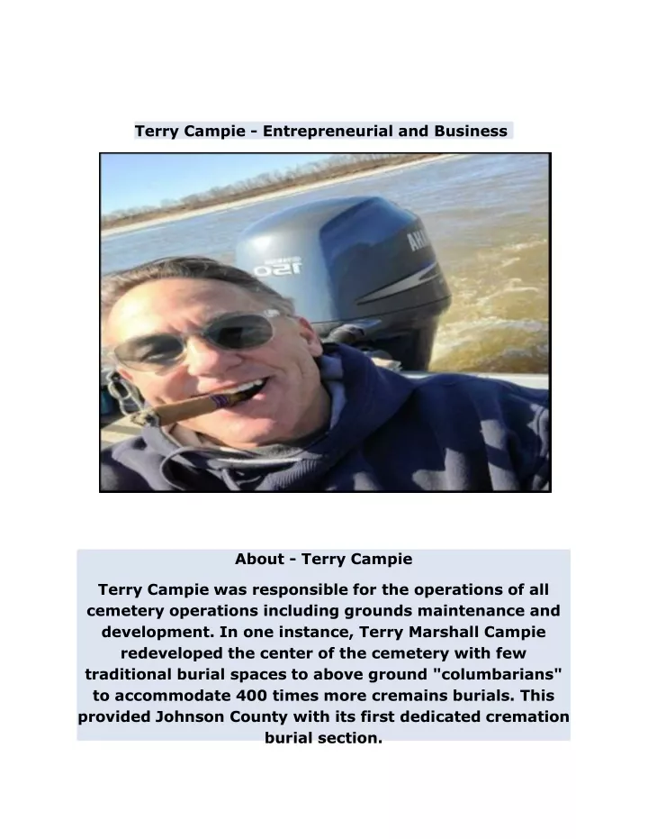 terry campie entrepreneurial and business