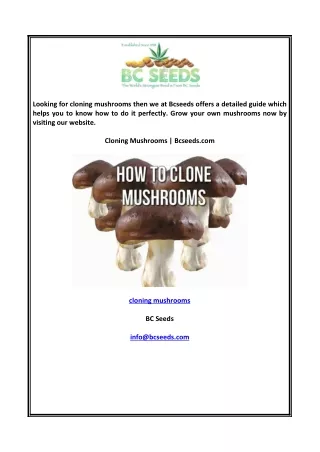 cloning mushrooms