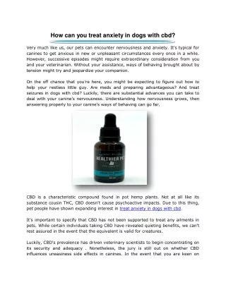 How can you treat anxiety in dogs with cbd