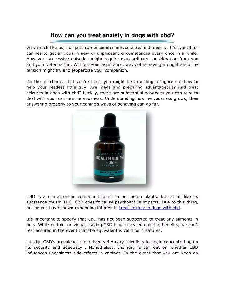 how can you treat anxiety in dogs with cbd