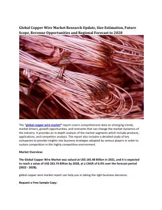 global copper wire market research update size