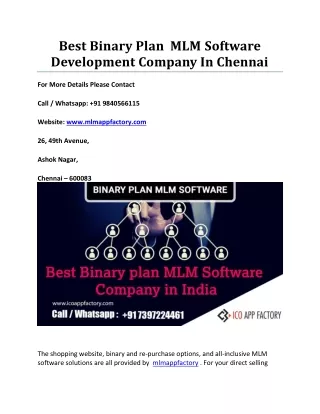 best binary plan mlm software development company