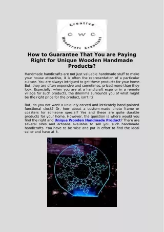 How to Guarantee That You are Paying Right for Unique Wooden Handmade Products