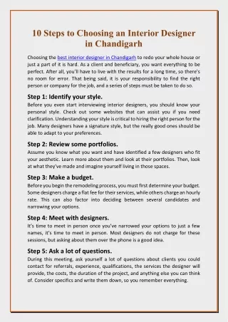 10 steps to choosing an interior designer
