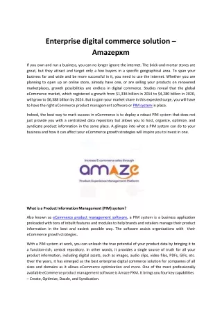 Enterprise digital commerce solution - Amazepxm