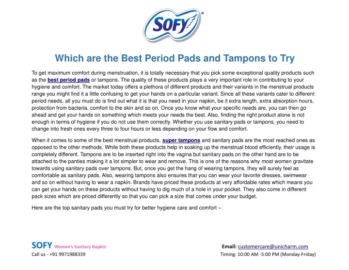 which are the best period pads and tampons to try