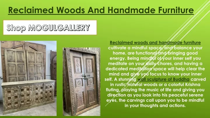 reclaimed woods and handmade furniture