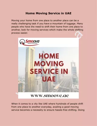 Home Moving Service in UAE