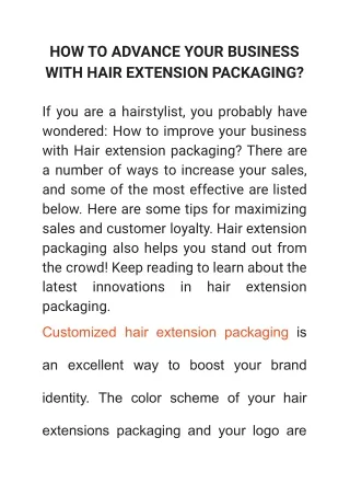 HOW TO ADVANCE YOUR BUSINESS WITH HAIR EXTENSION PACKAGING