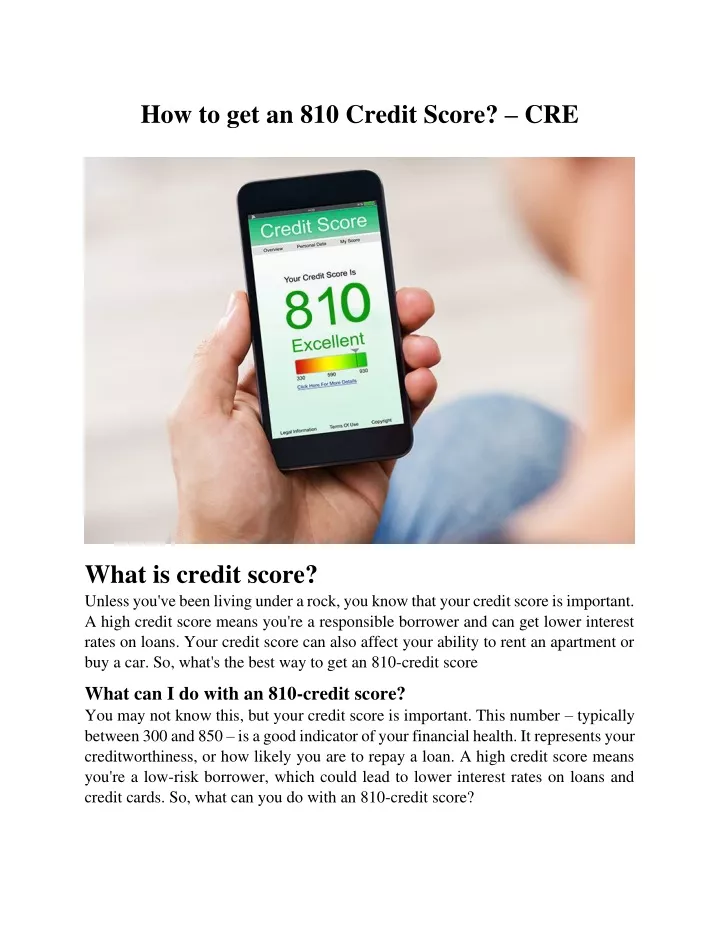 how to get an 810 credit score cre