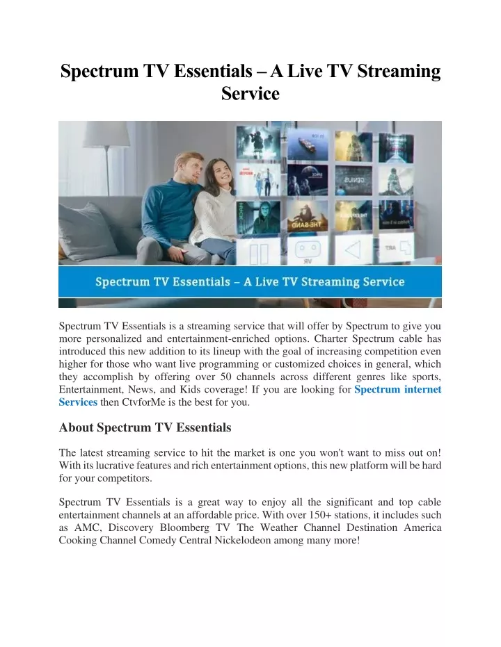 spectrum tv essentials a live tv streaming service