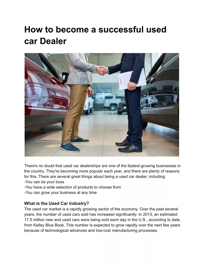 how to become a successful used car dealer