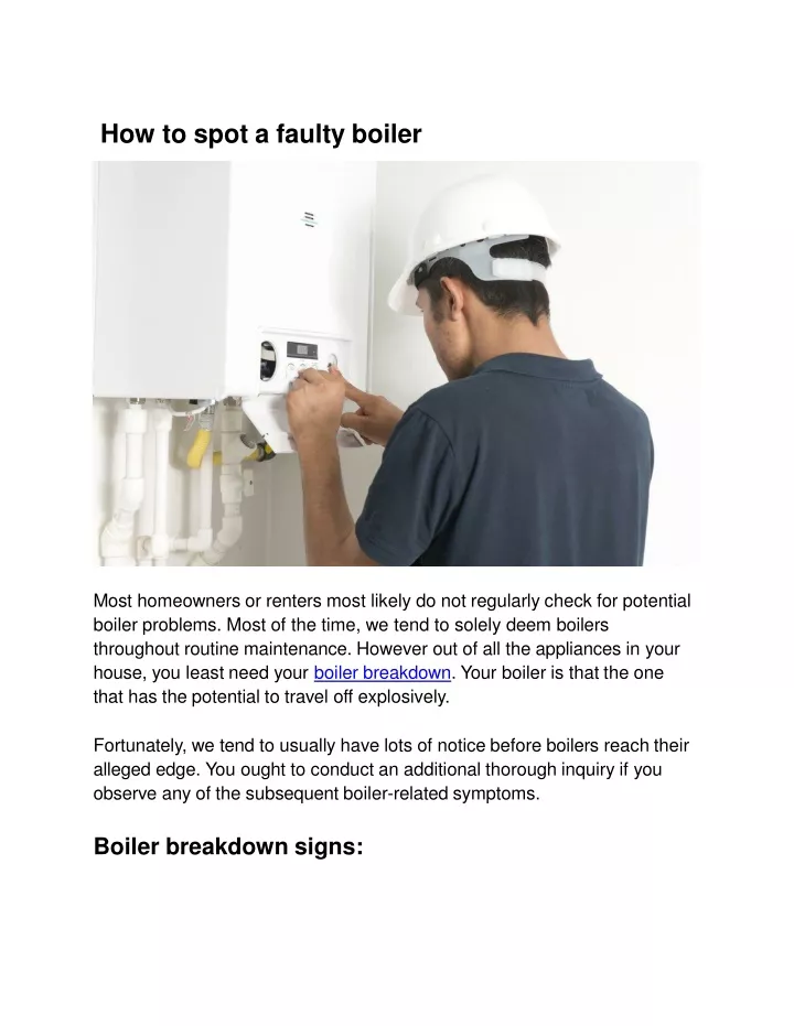how to spot a faulty boiler