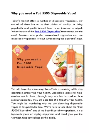 why you need a pod 5500 disposable vape today
