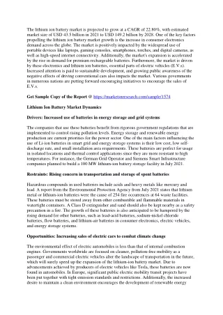 the lithium ion battery market is projected