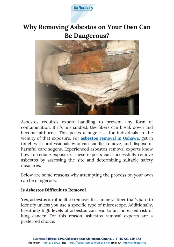 why removing asbestos on your own can be dangerous