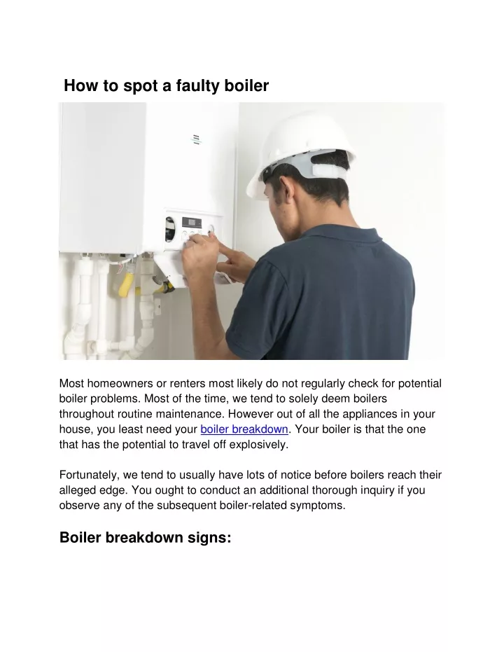 how to spot a faulty boiler