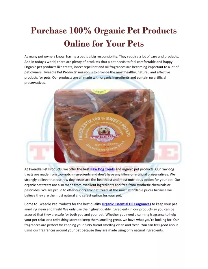 purchase 100 organic pet products online for your