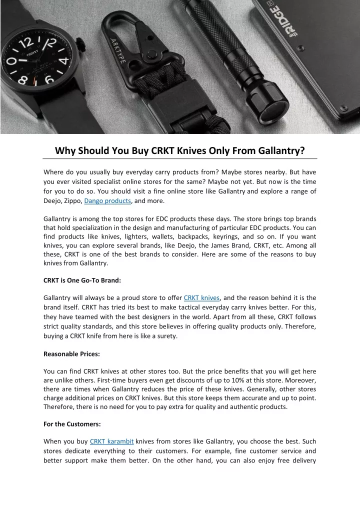 why should you buy crkt knives only from gallantry