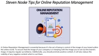 Steven Noske Tips for Online Reputation Management