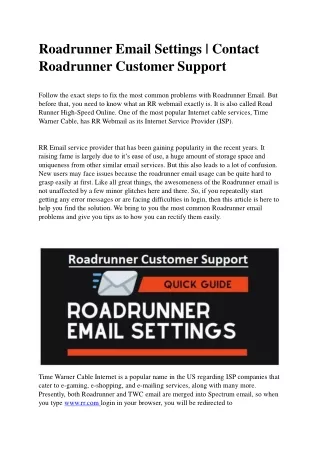 Roadrunner Email Settings | Contact Roadrunner Customer Support