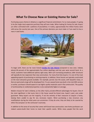 What To Choose New or Existing Home for