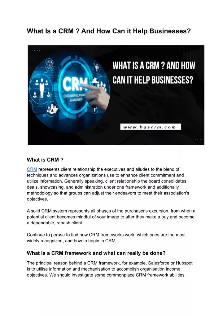 what is a crm and how can it help businesses