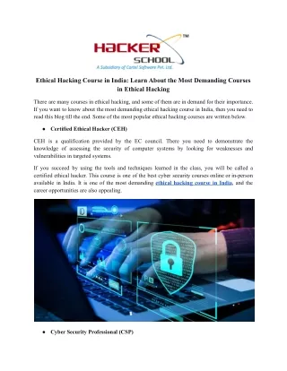 ethical hacking course in india learn about