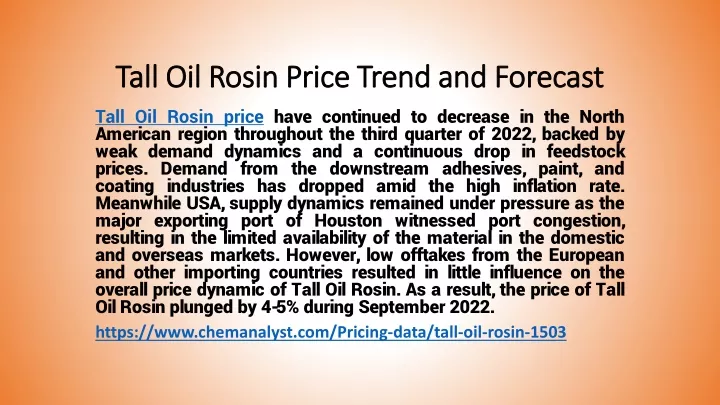 tall oil rosin price trend and forecast