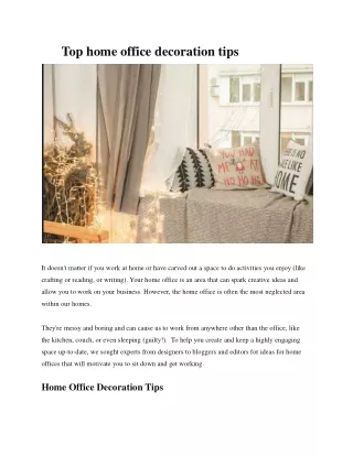 Top Home office decoration tips