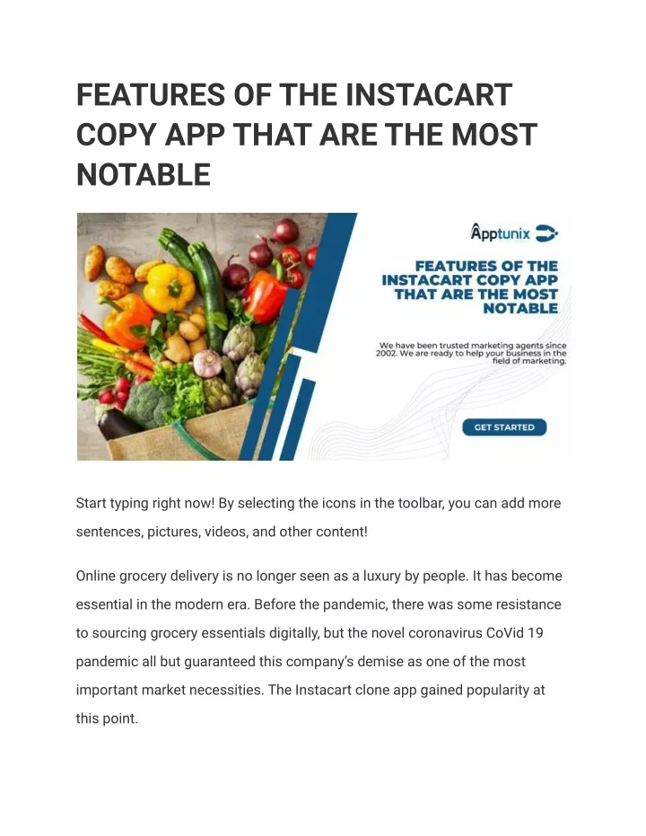features of the instacart copy app that