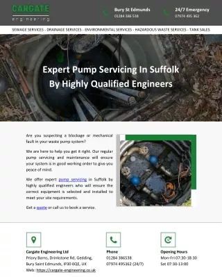 Expert Pump Servicing In Suffolk By Highly Qualified Engineers
