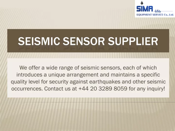 seismic sensor supplier