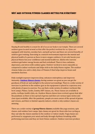 Why are outdoor fitness classes better for everyone?
