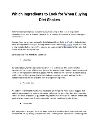 Which Ingredients to Look for When Buying Diet Shakes