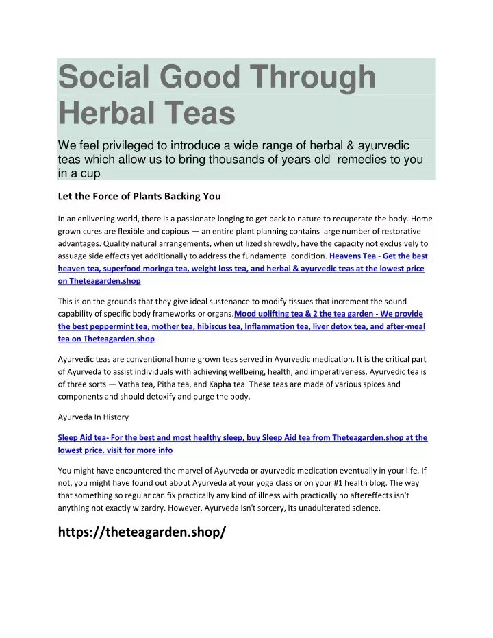 social good through herbal teas