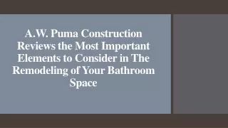 A.W. Puma Construction Elements to Consider in Remodeling of Your Bathroom Space
