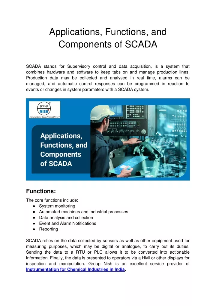 applications functions and components of scada