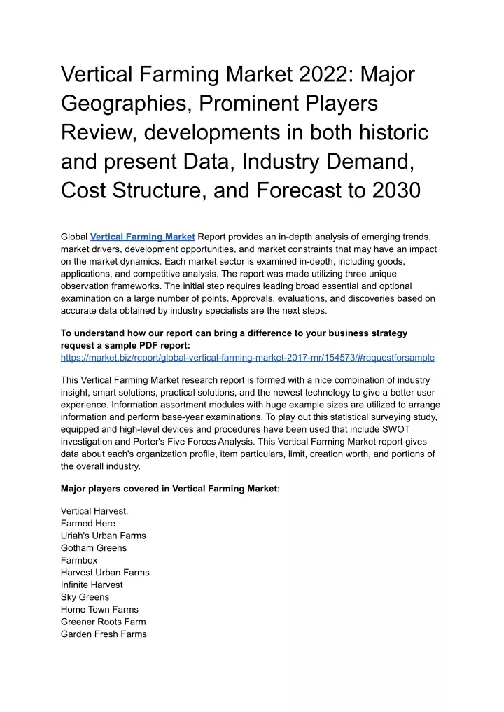 vertical farming market 2022 major geographies