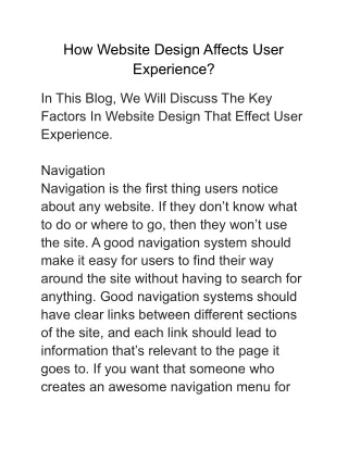 how website design affects user experience