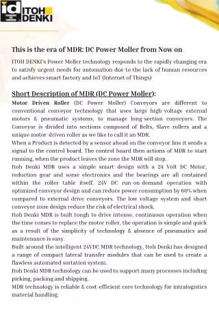 Introducing unique benefits of MDR (Motorized Driven Roller) conveyor