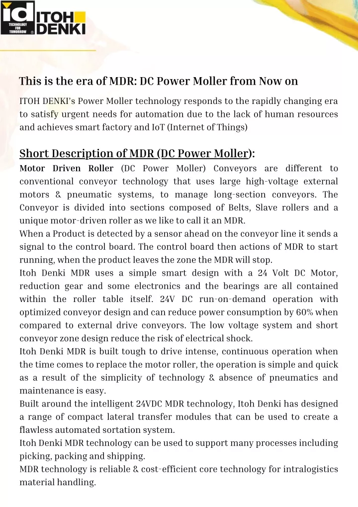 this is the era of mdr dc power moller from now on