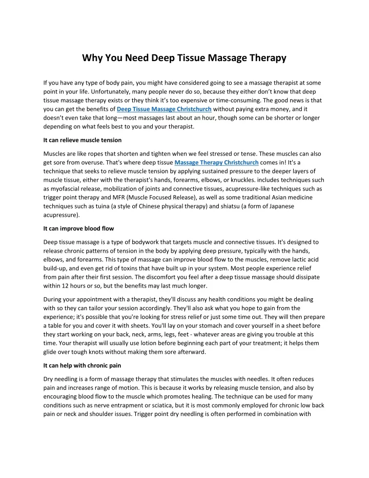 why you need deep tissue massage therapy