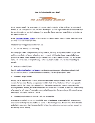 How do Professional Movers Help