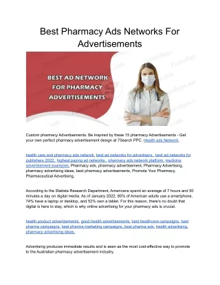 Best Pharmacy Ads Networks For Advertisements