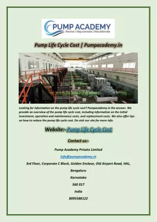 Pump Life Cycle Cost  Pumpacademy.in