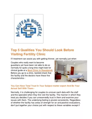 Top 5 Qualities You Should Look Before Visiting Fertility Clinic