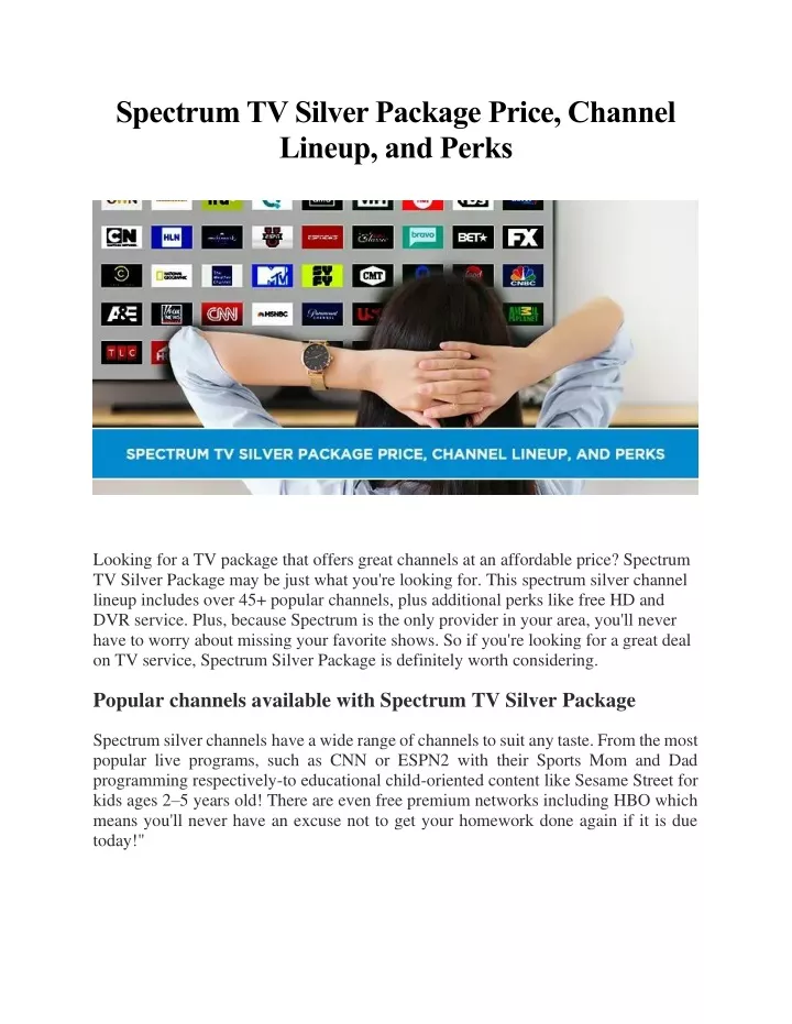 spectrum tv silver package price channel lineup