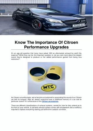 Know The Importance Of Citroen Performance Upgrades